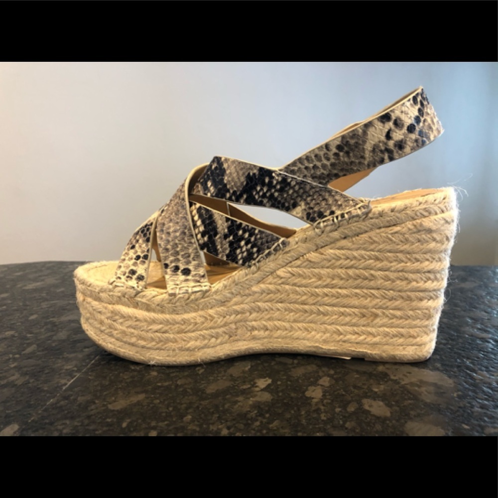 Marc Fisher Snakeskin Strappy Espadrille Wedges